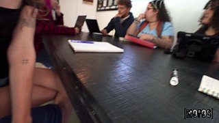 Horny vixen sucks long cock in the office
