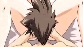 Busty anime teen licked out