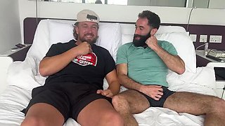 My Boyfriend's First Gay Experience with an American - Amateur Handjob Cumshot & Bisexual Threesome