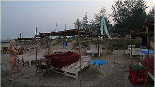 Girl On Public Beach