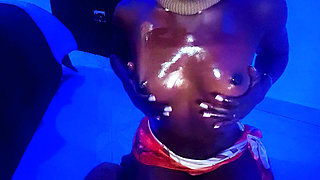 Hot Slim thick African   ebony goddess POV oily  Small tits massage slow motion