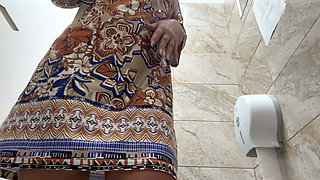 Sexy MILF Has Intense Orgasm in Public Toilet