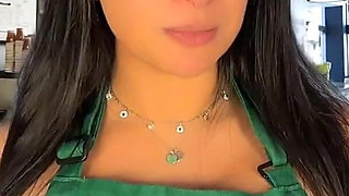 Roleplay Hot Latina Barista Emanuelly Raquel Cum Shower and Creampie