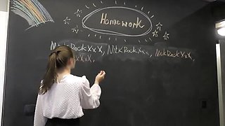 Furious Teacher Punishes Petite Teen Schoolbabe with Hard Anal & Blowjob