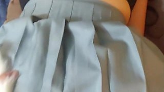 Schoolgirl Fucking Her with a Foxtail in the Ass