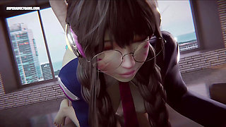 Hot D.Va Teen Gets Her Pussy Stretched And Filled With Cum - 3D Gameplay