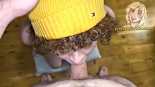 Trans Fuckslut sucks ample manhood and guzzles spunk - prettyboi2000x