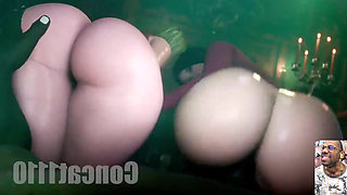 Ada's Thicc Fat Ass Riding a Huge BBC, Overwatch Slut Deepthroating a Sloppy Cock