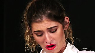 Bossy CFNM police office wanking lad