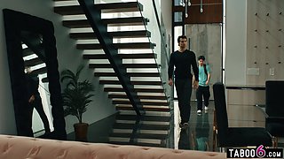 Stepdad shows stepson how to fuck his GF