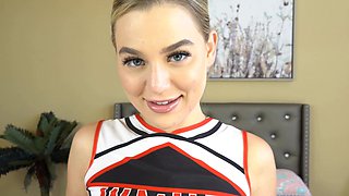 Cheerleading cutie Blake Blossom flaunts her massive naturals