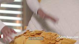 Big Tit Lesbians Sarah Arabic and Little Puck Scissoring Wet Pussy - English Subtitles