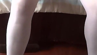 My Stepson Jerks off and Cums While Watching My Pubic Hair Stick Out of My Panties.