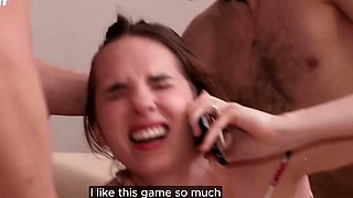 Wild fuck-fest with Ellie, Chester, and Tim! Cum in pussy,