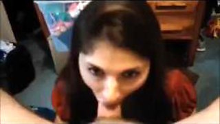 Cute petite amateur MILF blowjob, rimjob and cumshot