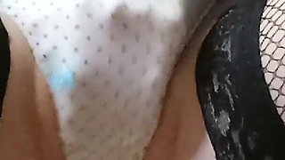 In Stockings, I Masturbate My Pussy Through My Panties, Smell My Dirty Panties, and Lick My Knees with My Tongue (fetish Video)