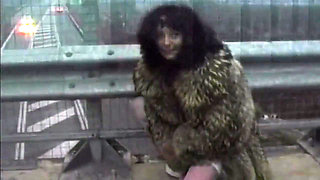 Horny MILF Stuffing Huge Dildo in Highway Adventure