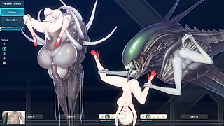 PROJECT EVE - All the giant alien animations featuring intense girl-on-girl action
