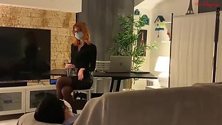 Sexologist MILF with Glasses Gives Blowjob and Takes Cum in Mouth - Italian Redhead Doggy Style POV