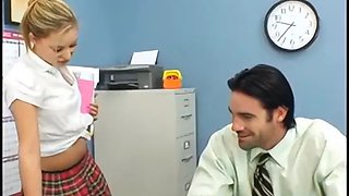 The new teacher gets a blonde cutie as his welcome gift