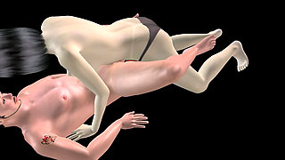 Animated 3D Porn - Beautiful Girl Strap on Fucks Asian Man Then Double Dildo Doggy