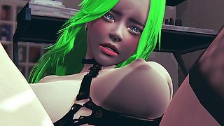 My Hot Green-Haired Girl B. E. - 3D Animation