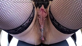 LunaXscorpia MILF Fingers Pussy in Black Stockings and Lace Gloves with Vibrator