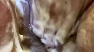 Bbwbootyful having a bath soaping my fat hair pussy