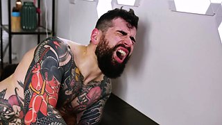 Gay hunks exchange blowjobs and bang each other