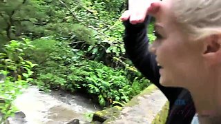 horny Elsa Jean sucks and gets dicked in car - pov