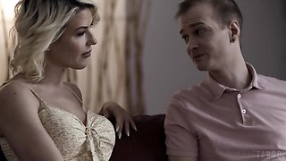 Blonde slut of a wife Kit Mercer cucks her husband with the stepson