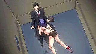 Big Boss Fucks Perv Secretary in Broken Elevator - Uncensored Hentai Anime with ENG Subs