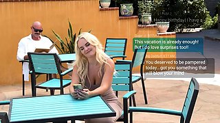 Two busty tattooed blonde lezzies finger and lick in bed