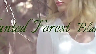 Blond innocent teen model masturbate in forest