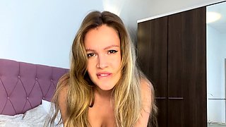 Nasty blonde girl solo pussy toying and masturbation fun