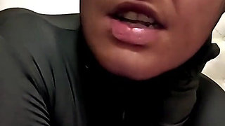 Pantyhose Encasement. Faceless Nylon Suit Tease, Finger Sucking and Intense Orgasm