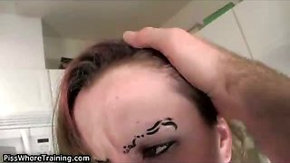 Horny pissing emo girls gets humiliated in front of the