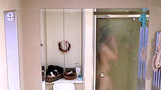 Spying on my gorgeous showering stepsister