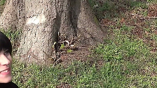 Elisa 18 & Bella X - Outdoor Blowjob, Masturbating and Peeing in the Woods