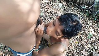 Schoolgirl gets down outdoors with her stepbrother