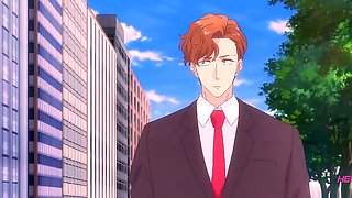 Dominant anime boy bends nerdy uke for raw doggystyle
