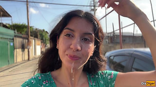 Triple Cum on Face for Village Whore - Public Cumwalk