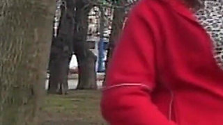 Snowy Exhibitionist Flashes Pussy and Ass in Public