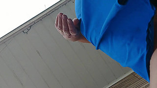 Leave My Cell Phone Recording My Stepmom While Cleaning the Sidewalk