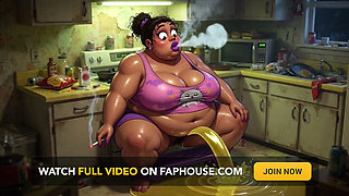 Very Pregnant BBW Smoking While Peeing - Big Belly & Dripping Pussy