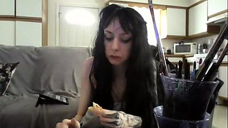 Cute amateur brunette naughty in solo jerking show on camera