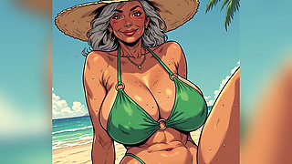 Beautiful Beach Women Comic Art
