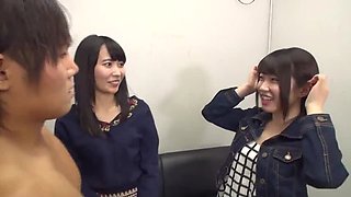 Asian Amateur Threesome: Best Friends Sloppy French Kiss & Teasing Handjob 2 Special