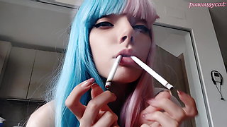 Cute Anime Girl Smoking 2 cigs at the same time :3 (ask me for full vid)