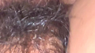 How delicious this hairy vagina eats her dick